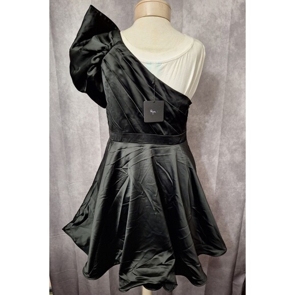 NEW Ryu One Shoulder Cocktail Dress Sz L Puff Sleeve A-Line Fairy Party Holiday - Picture 2 of 14